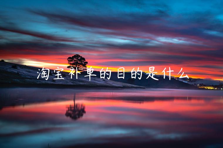 淘寶補(bǔ)單的目的是什么